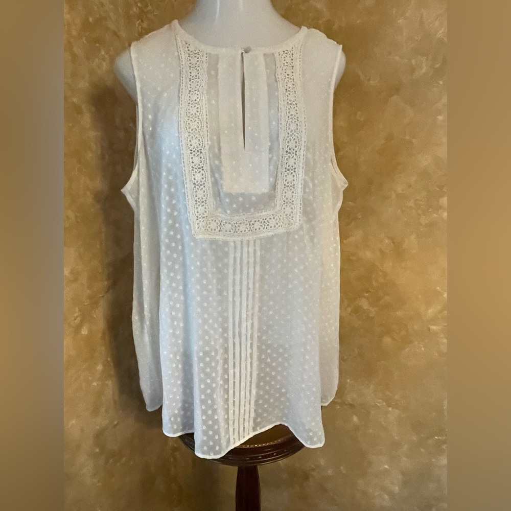 Daniel Rainn White Pleated Bib Collar Blouse